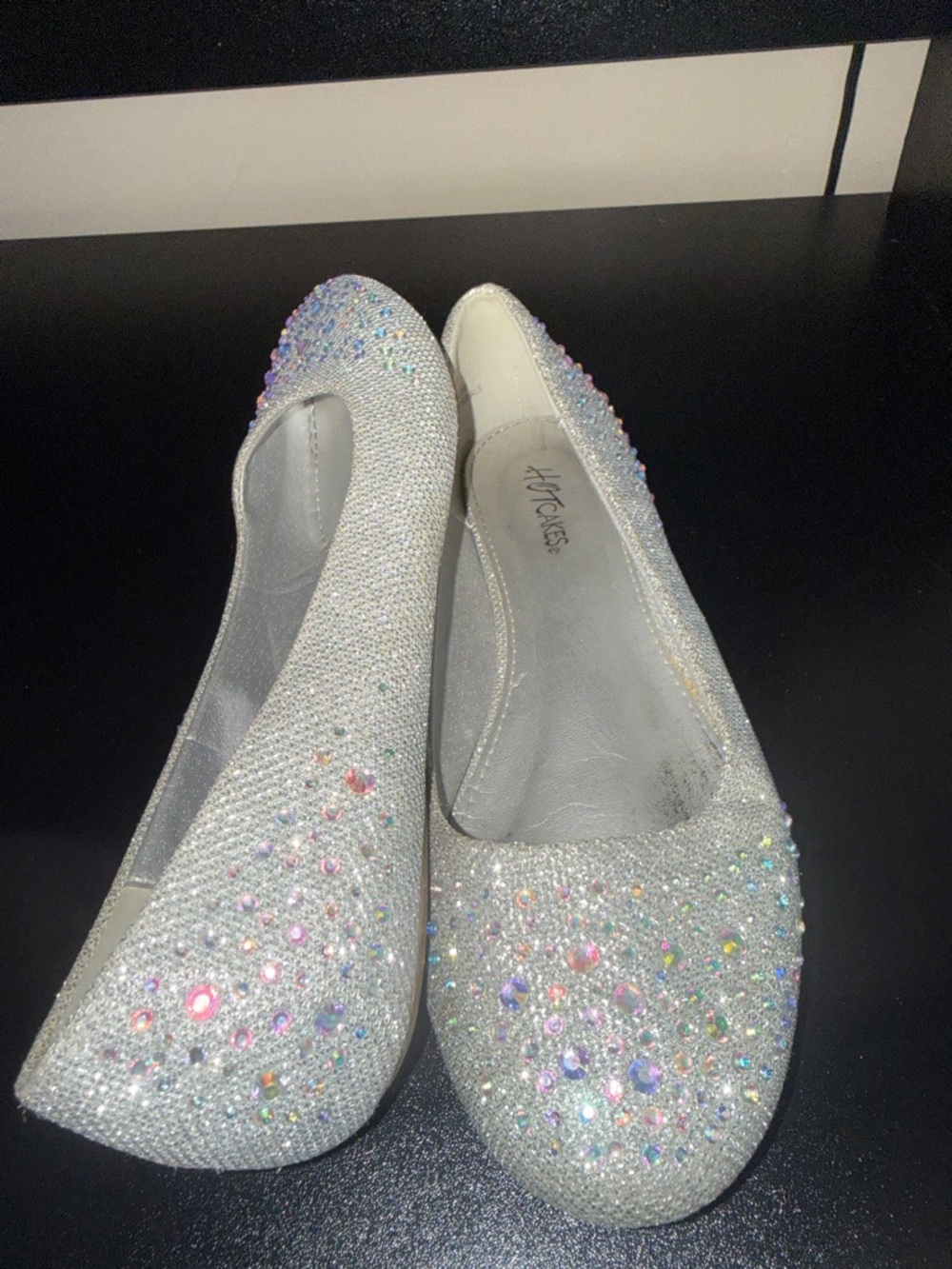 Hot Cakes Silver Crystal Ballet Flats